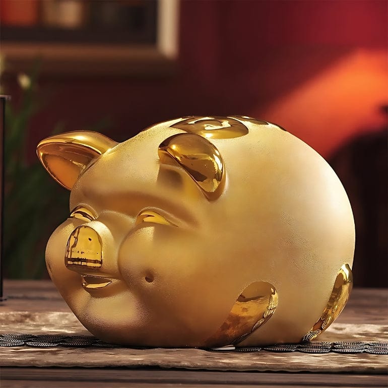 Tirelire Cochon en Céramique Dorée - Design Luxueux pour Votre Épargne